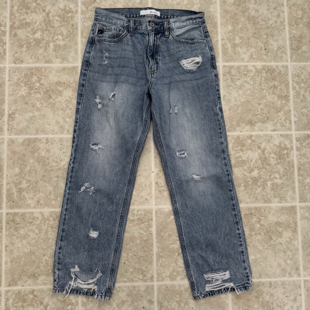 Kancan Women’s Straight Leg Jeans High Rise Distressed Size 5 / 26 100% Cotton